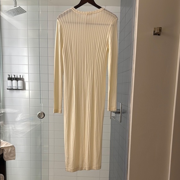 Samsoe Samsoe Jenari Ribbed Knit Eggnog Long Sleeve Sheath Dress Size Large - Picture 8 of 15